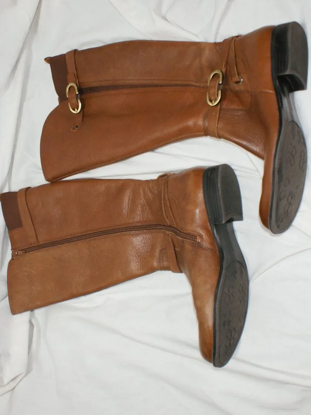 Naturalizer Tall Leather Wide Calf Riding Boots - Camel Brown - Size 8.5 - EUC